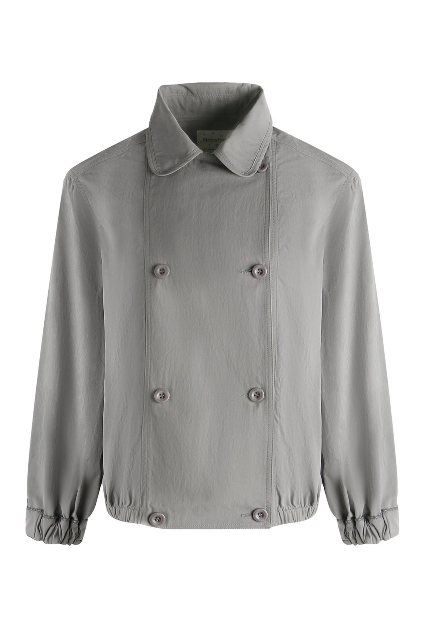 Retro Double-Breasted Workwear Jacket and Skirt Set-Up