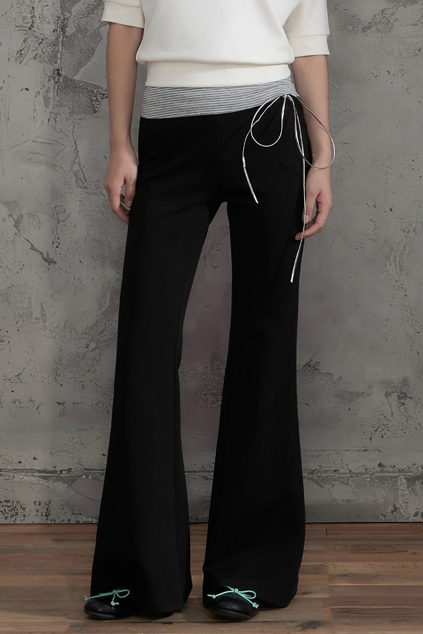 Drawstring Waist Flared Pants