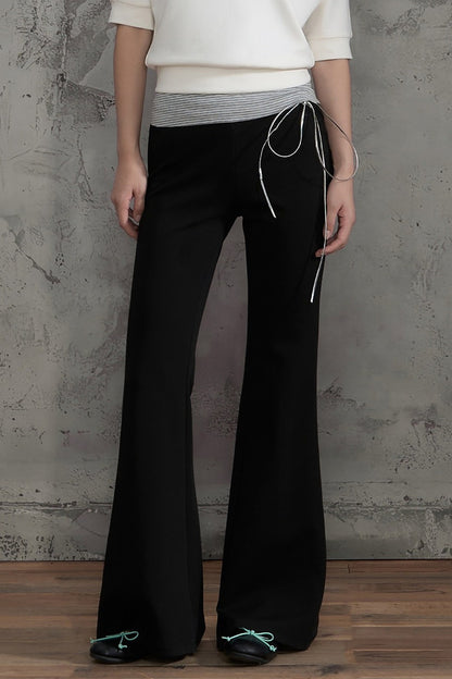 Drawstring Waist Flared Pants