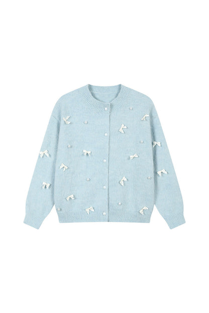 Ballet Bow Knit Cardigan With Skirt Set