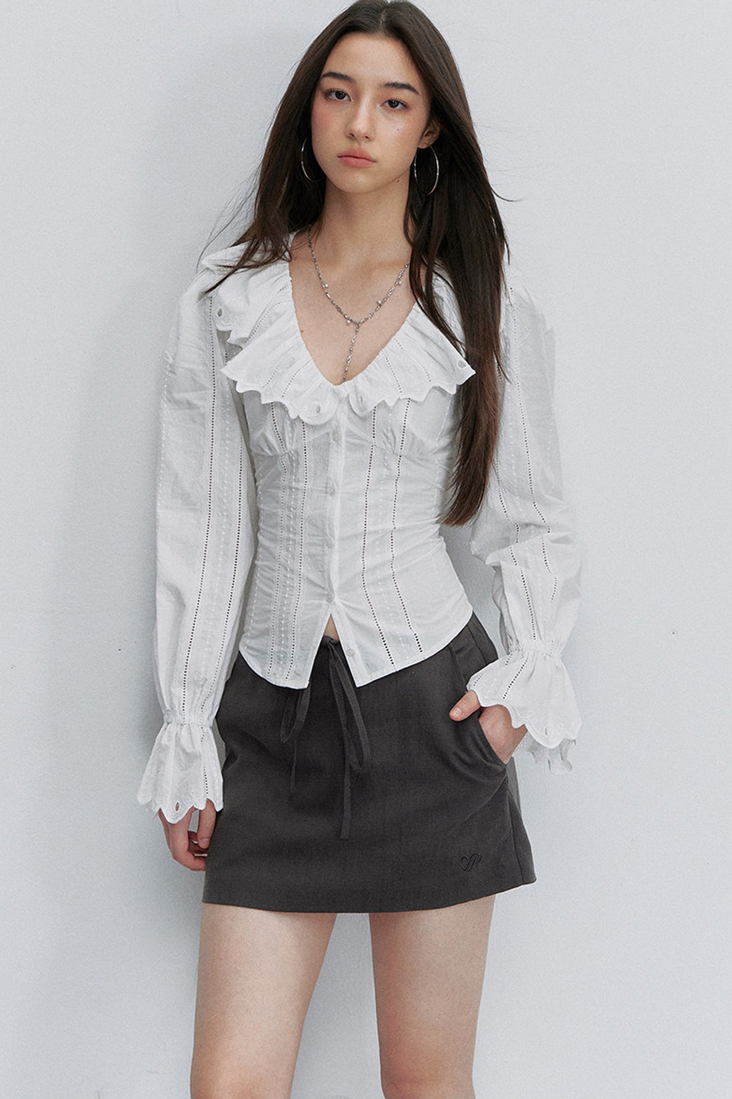 Adjustable Tie Tencel A-Line Skirt