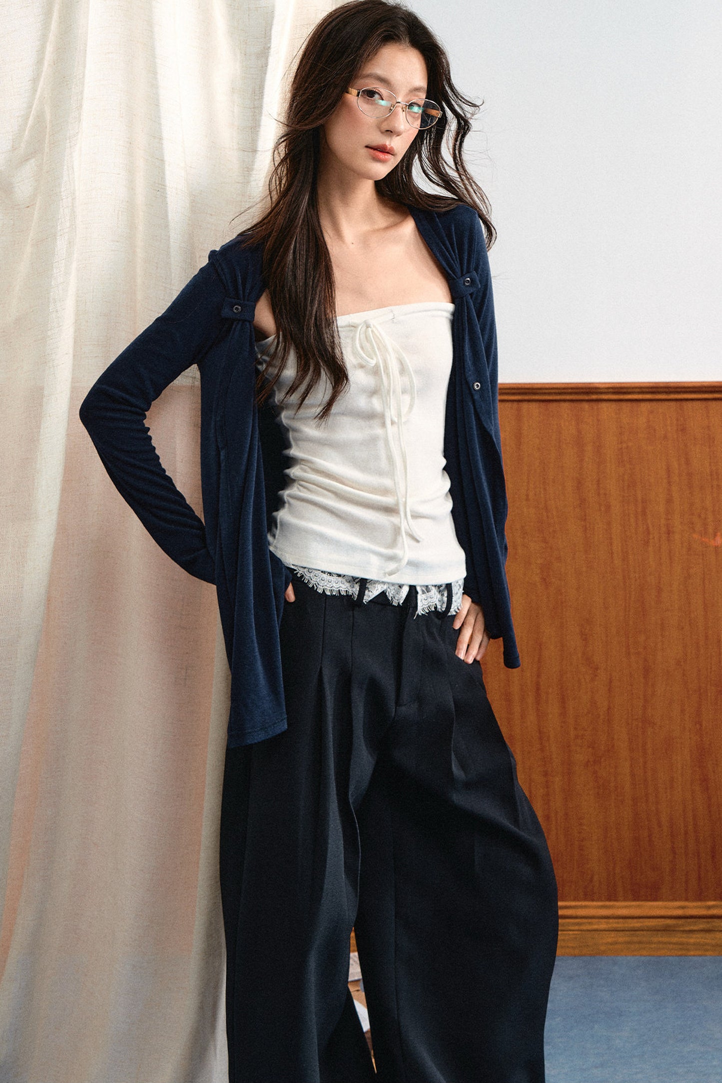 Completo cardigan a maglia e top a fascia