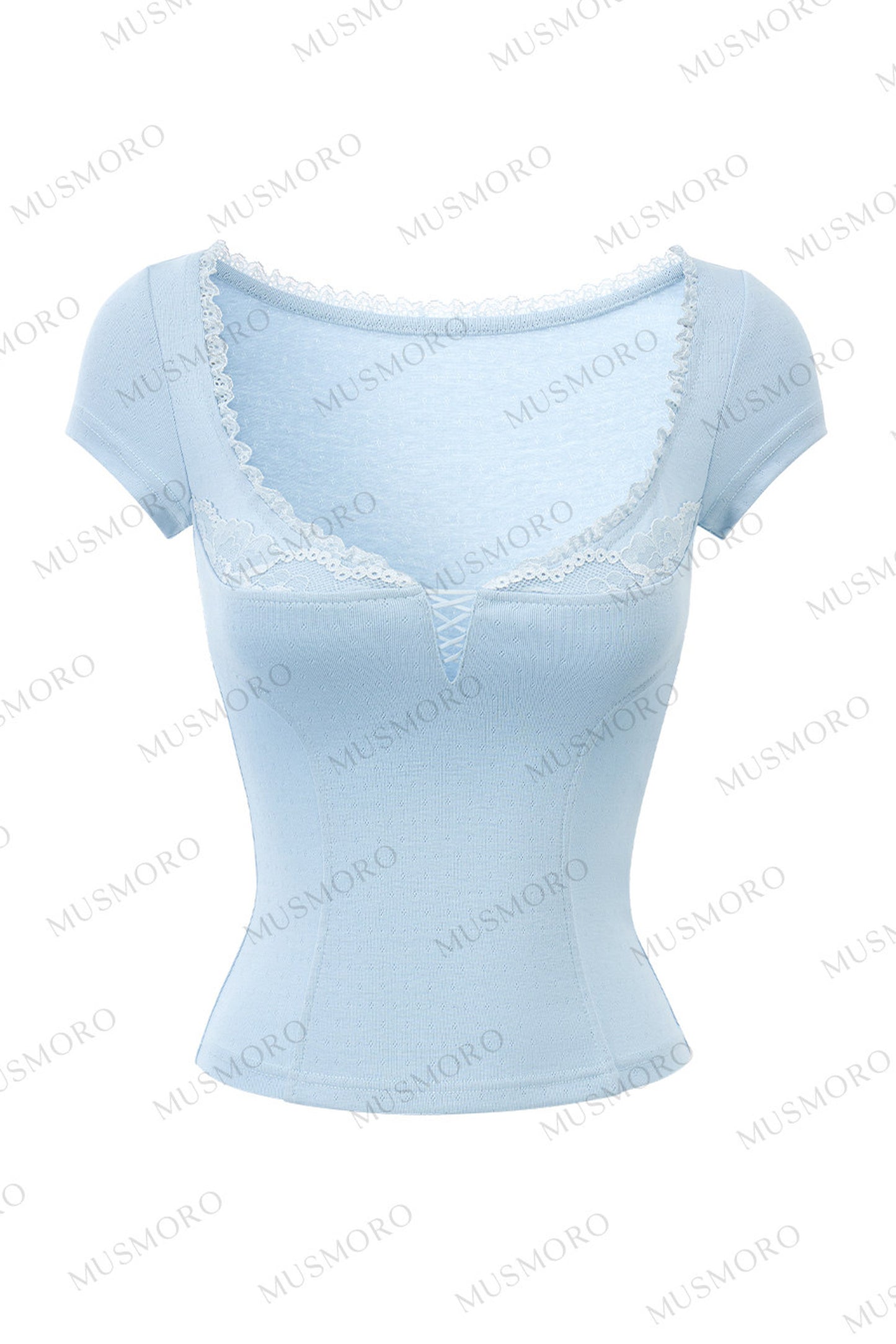 Ruffled Lace Trim Blouse