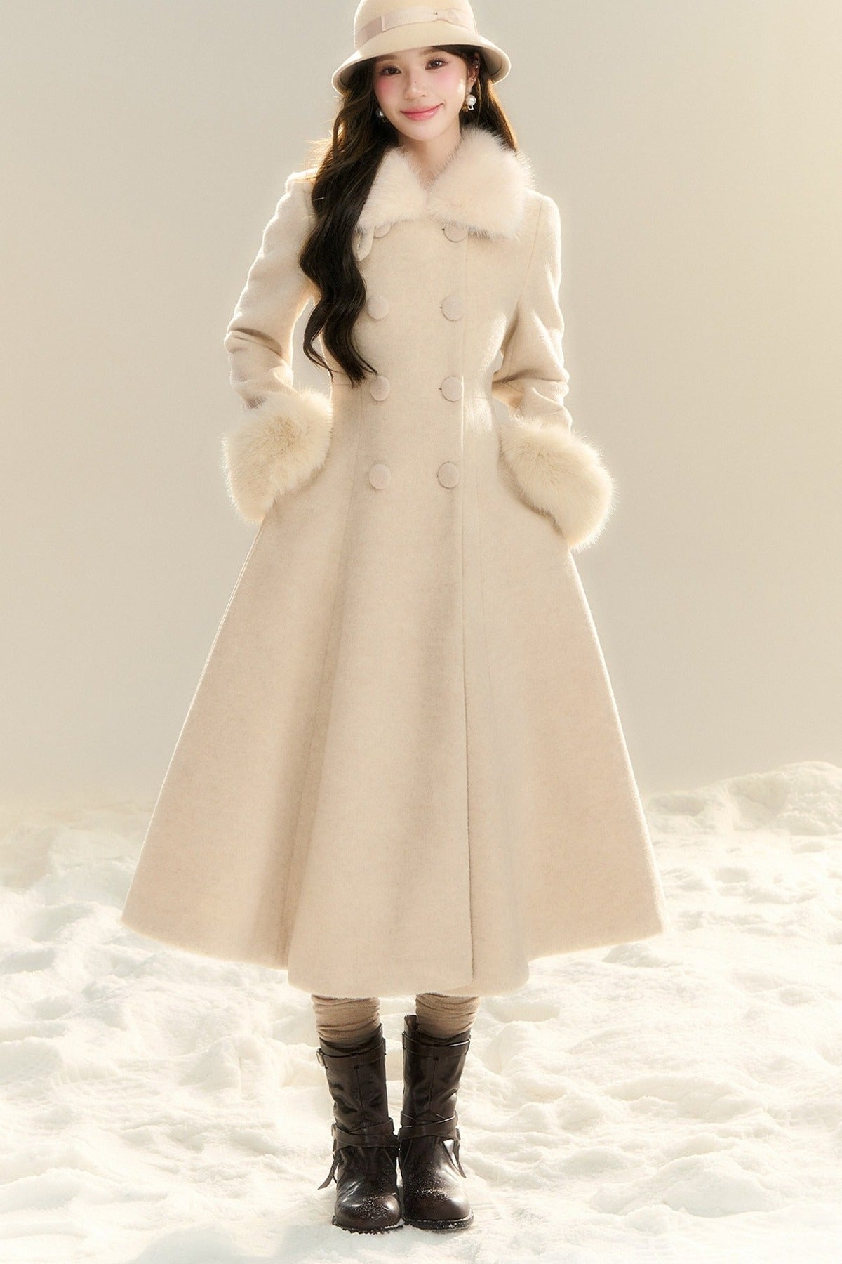 Oatmeal Camel Hepburn Style Long Coat