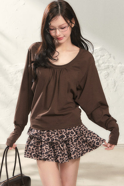 Leopard Print Ruffle Skirt With Top Set-Up