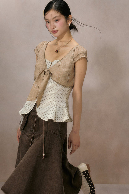 Irregular Denim A-Line Skirt