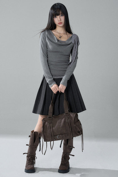 Gray Swing Collar Blouse