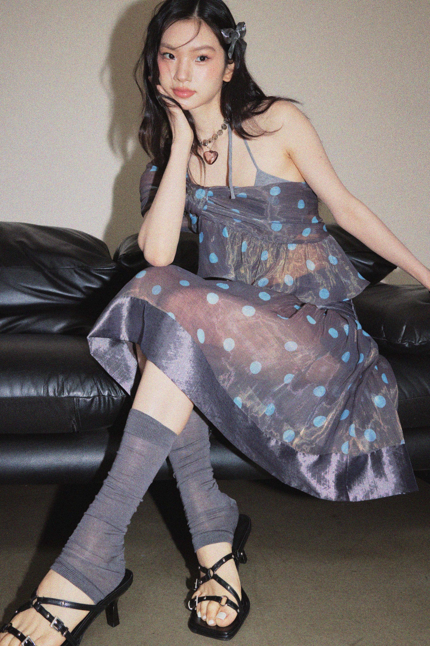Asymmetrical Polka Dot Ruffled Skirt Set-Up