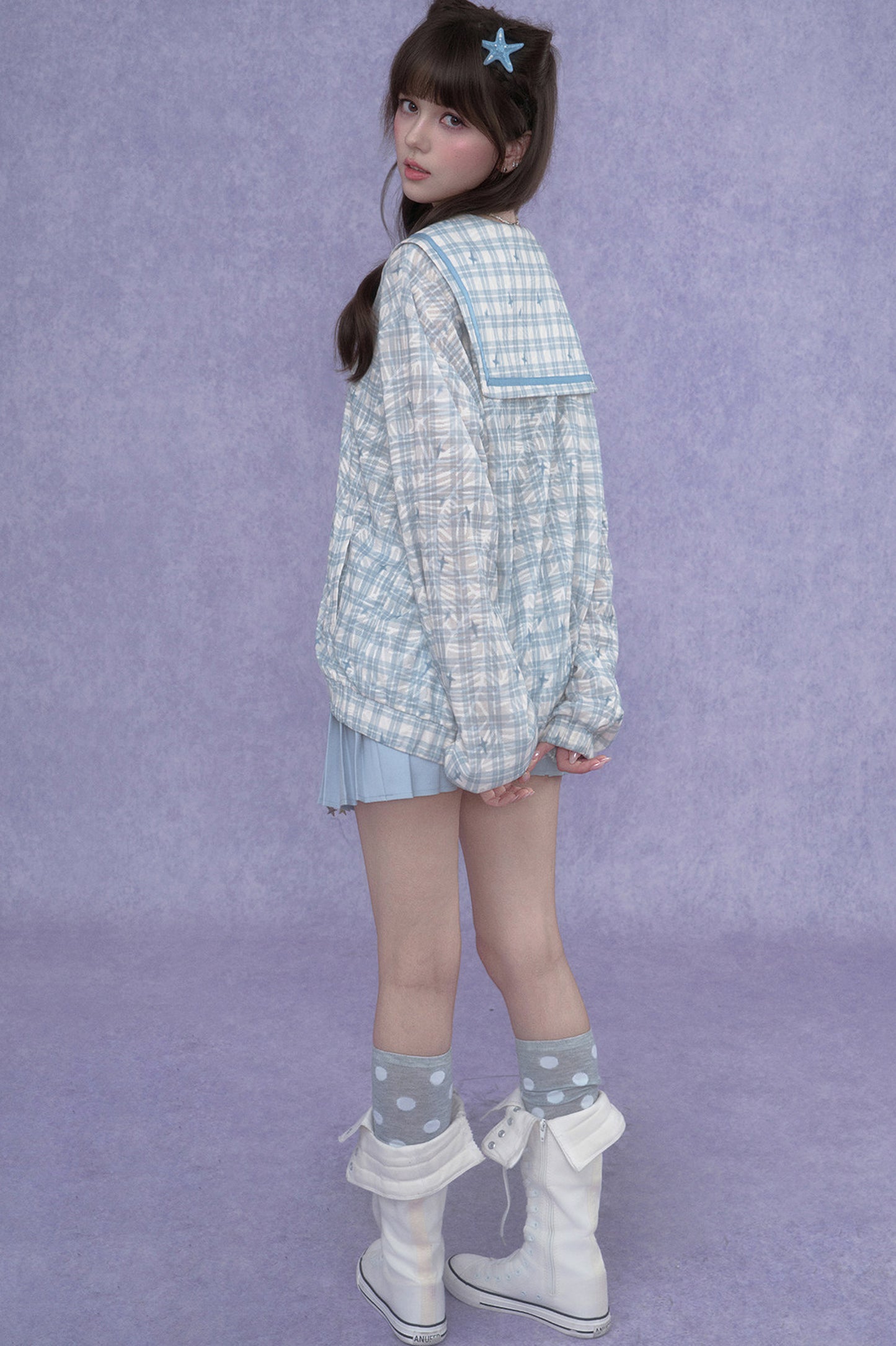 Blue Sailor Collar Sun Jacket