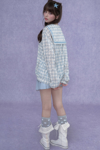 Blue Sailor Collar Sun Jacket