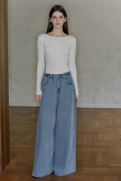 Pantaloni in denim a vita bassa