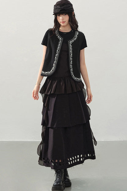 Camisole Asimétrico con Volantes Negro