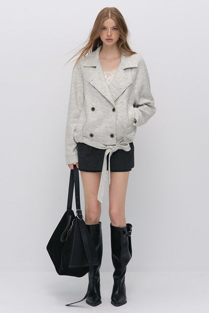 Belted Wool A-Line Skirt