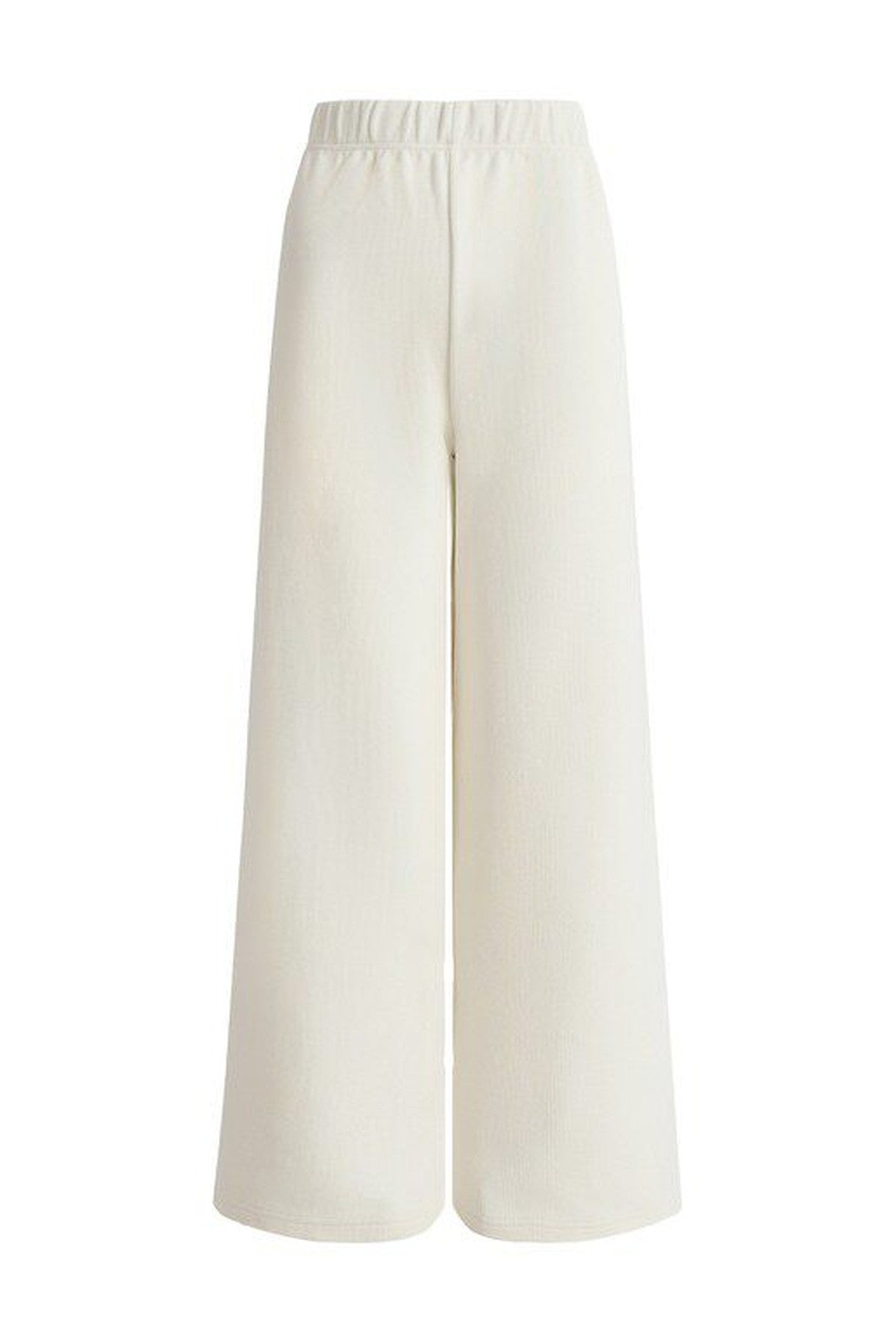 Blue Hooded Down Jacket and White Trousers Set-Up