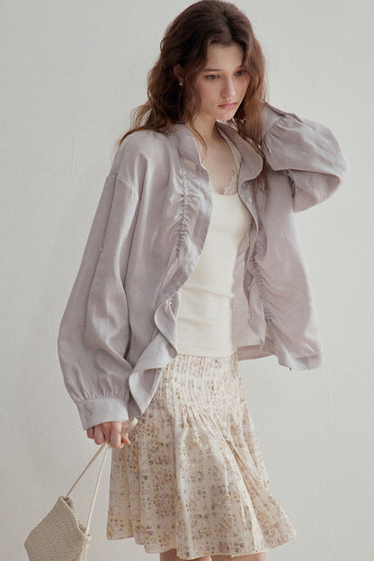 Linen Tencel Pleated Blouse