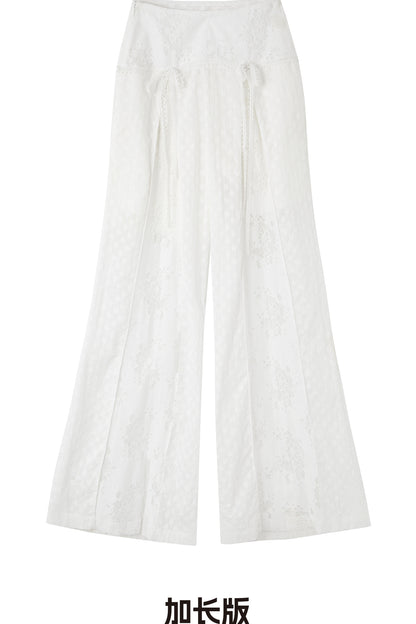 Cotton Floral Lace Wide Leg Pants