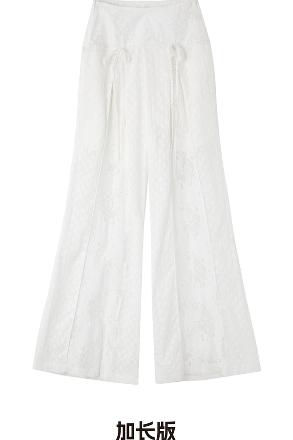 Cotton Floral Lace Wide Leg Pants