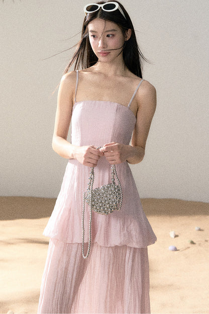 Ramie Pleated A-Line Dress