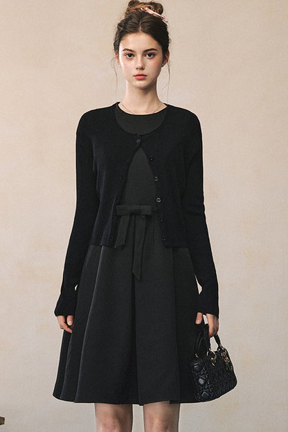 Black Bow A-Line Vest Dress