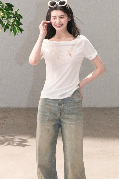 Retro Gradient Cotton Jeans