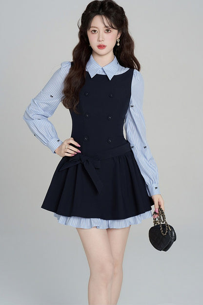 Preppy Style Long-Sleeved Dress