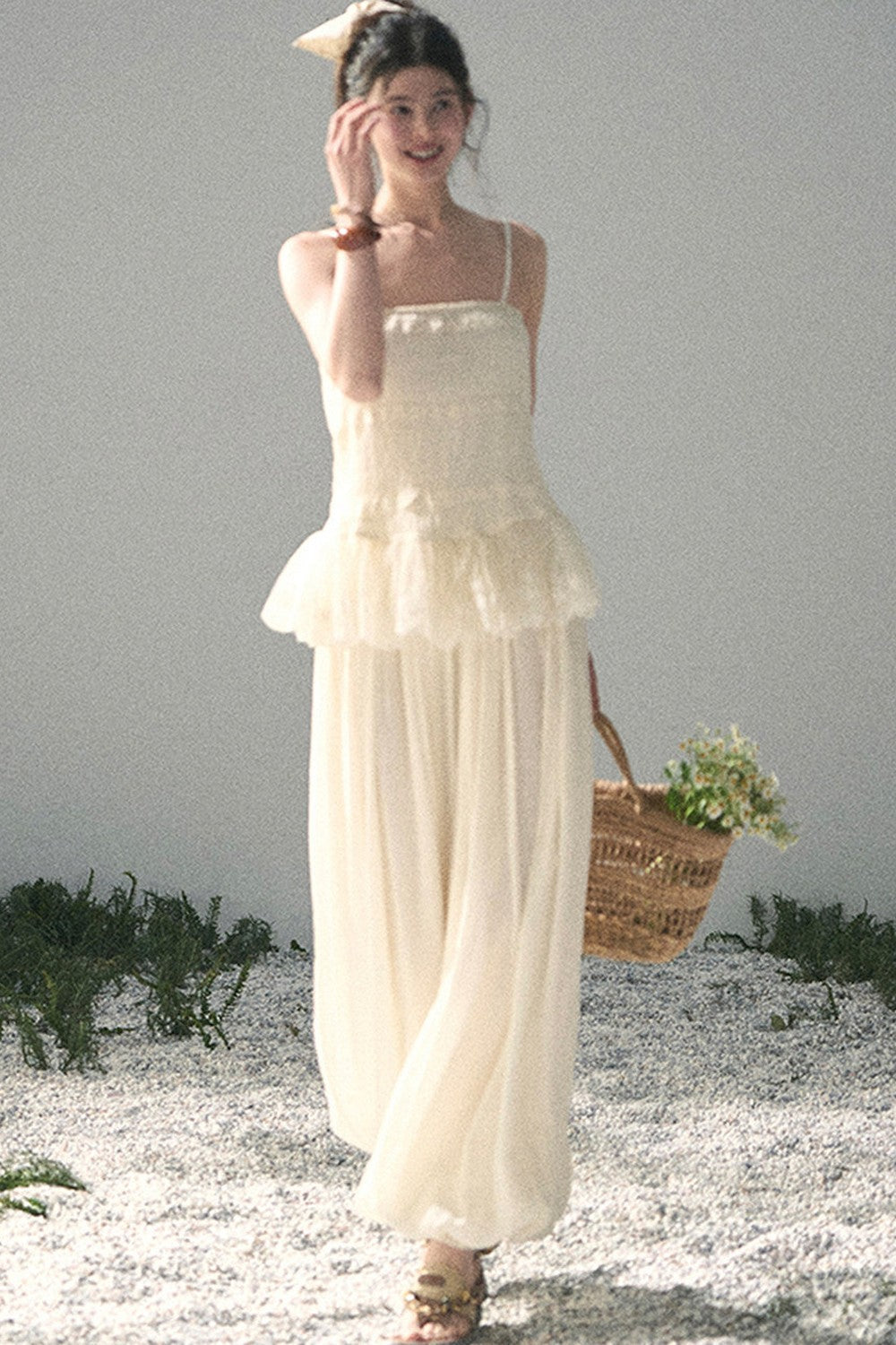 French Lace Summer Top and Pants Set
