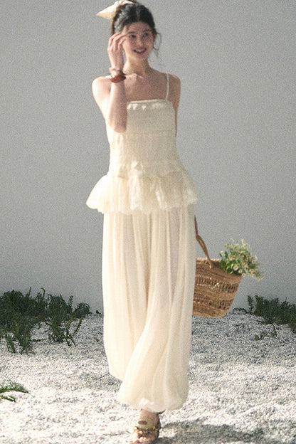 French Lace Summer Top and Pants Set