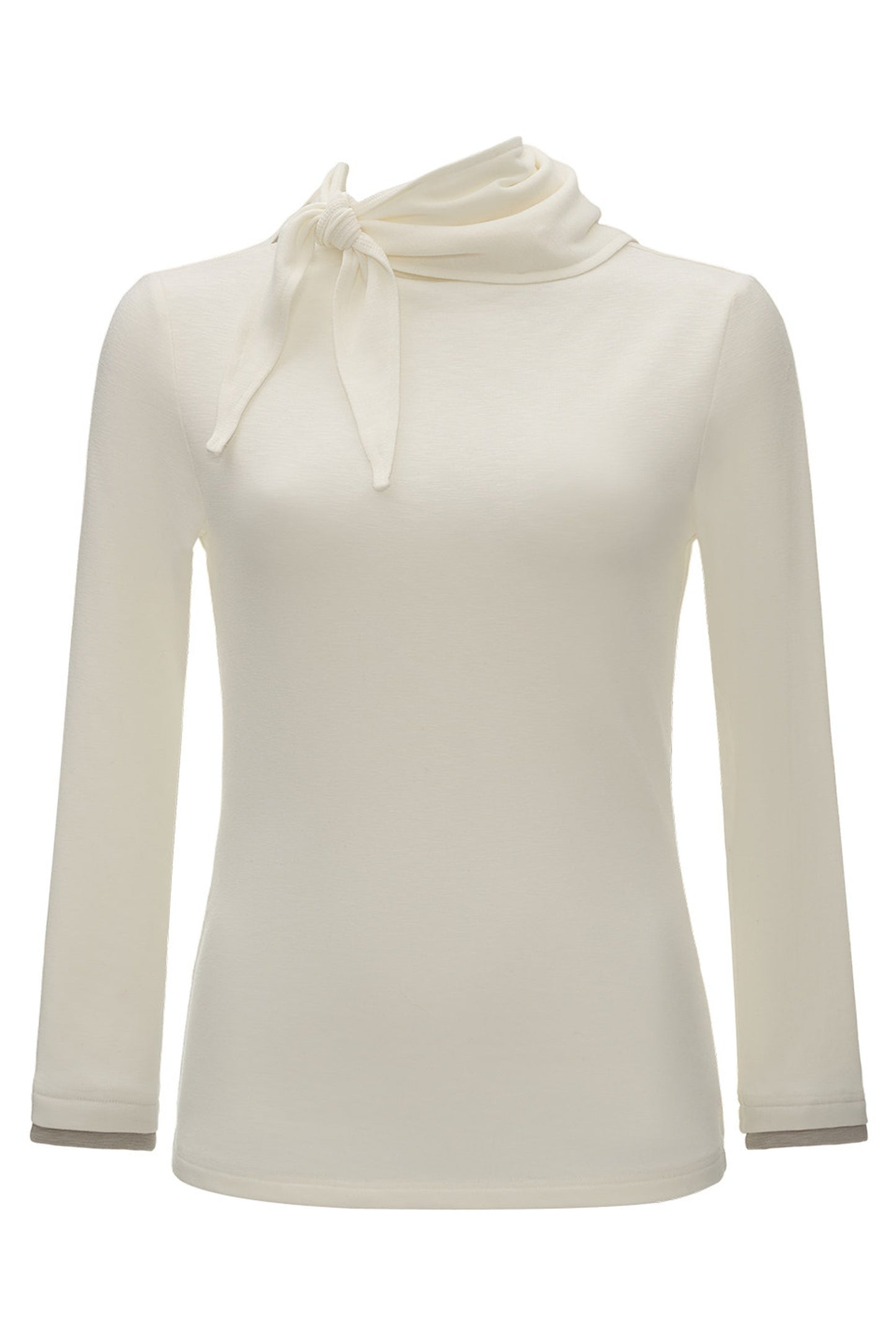 Tie-Neck Long-Sleeve Knit Top