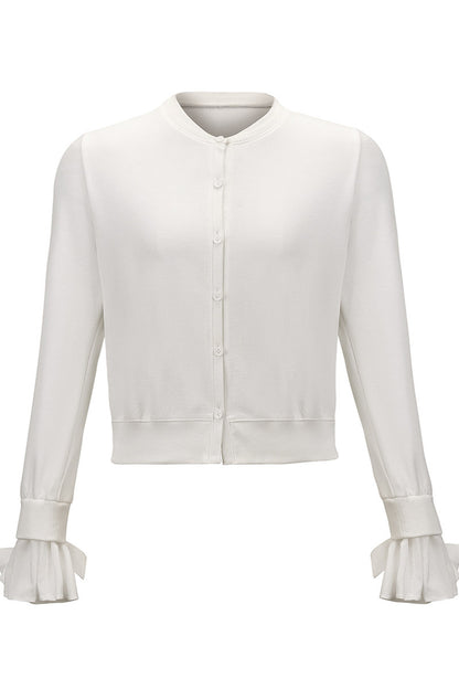 Layered-Look Bow Knit Cardigan