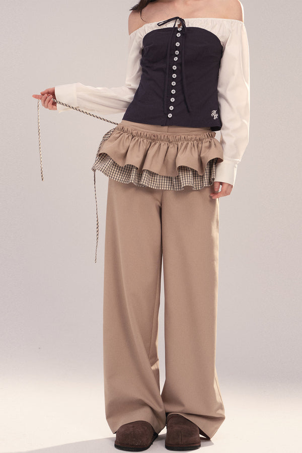 Detachable Plaid Patchwork Pants