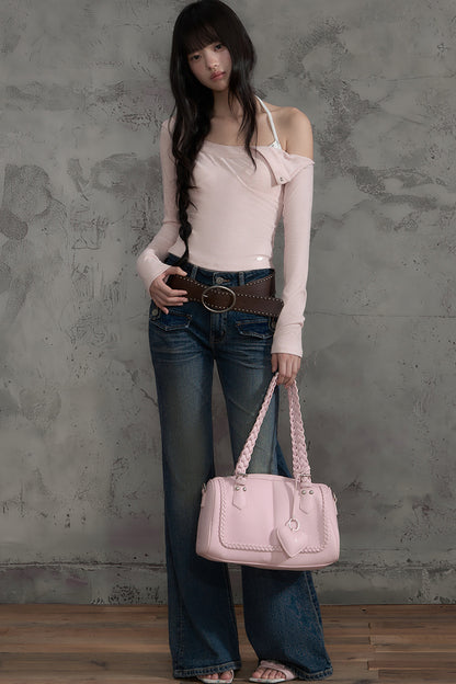 Off-Shoulder Long-Sleeve Top and Pants Set-Up