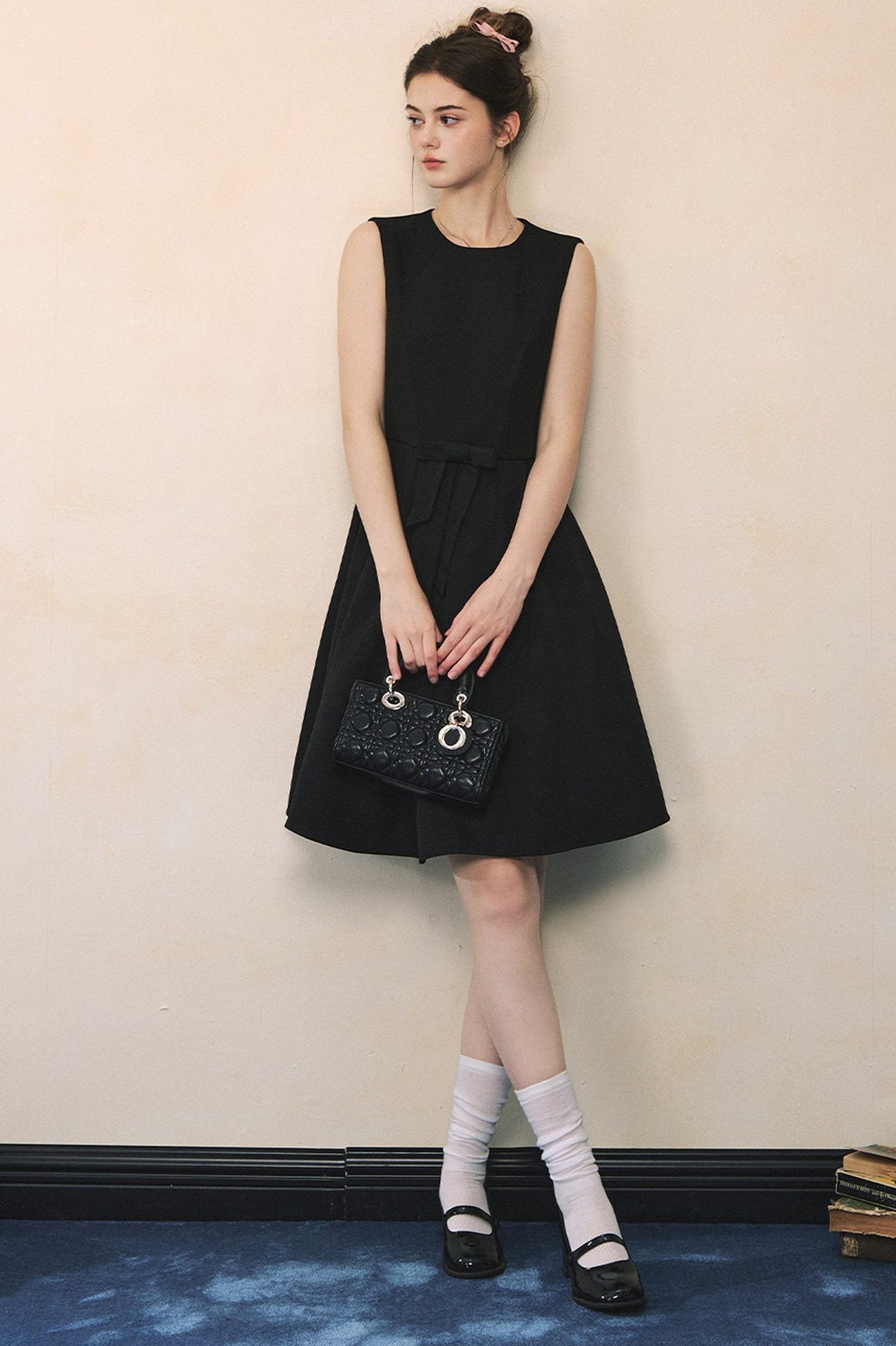 Black Bow A-Line Vest Dress