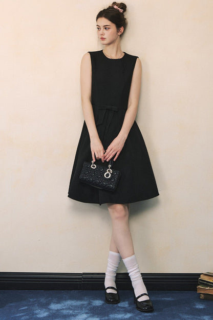 Black Bow A-Line Vest Dress