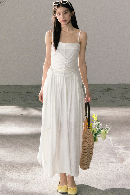 Plissiertes Trägerkleid aus Lyocell