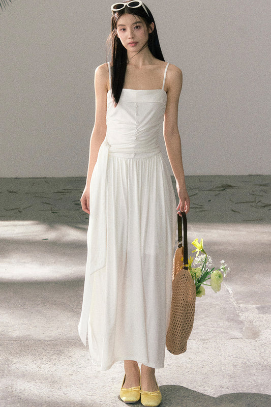 Plissiertes Trägerkleid aus Lyocell