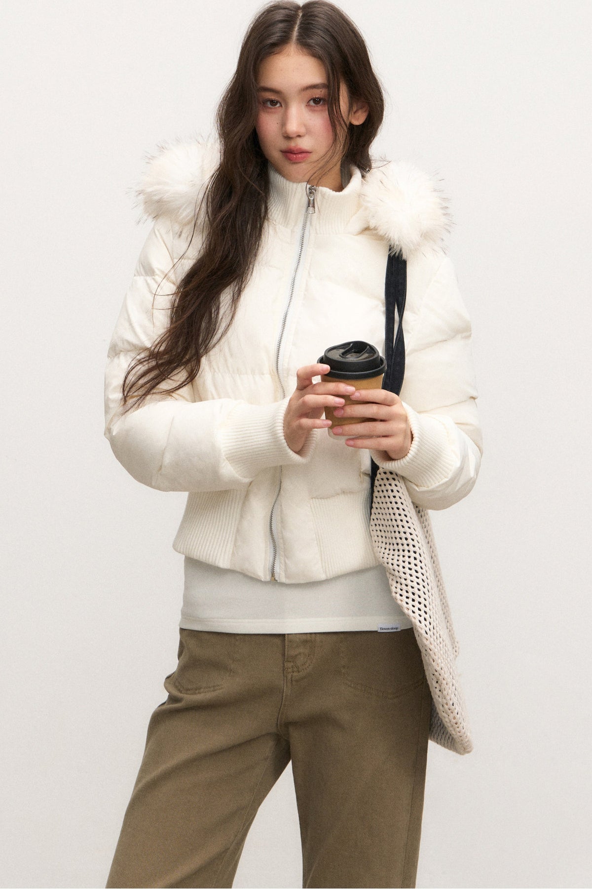 Fur Collar Hooded Down Jacket and Pants Set