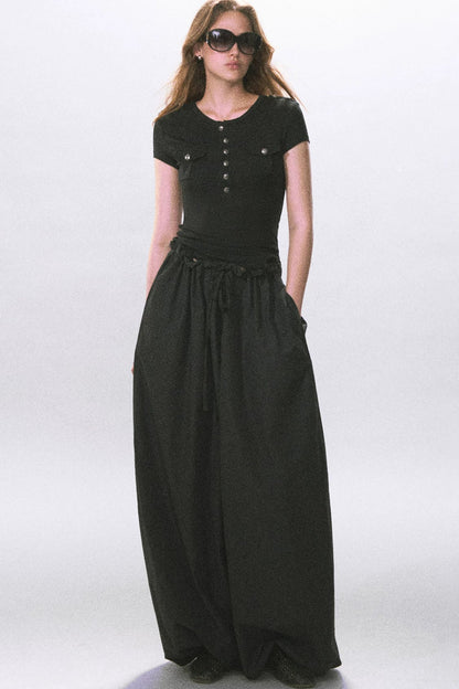 Pantalones farol negros fruncidos