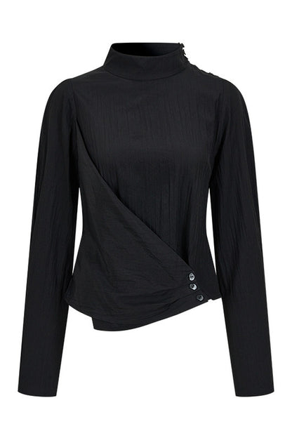 Acetate Half Stand Collar Blouse