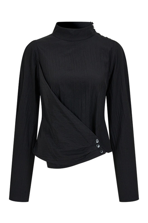 Acetate Half Stand Collar Blouse