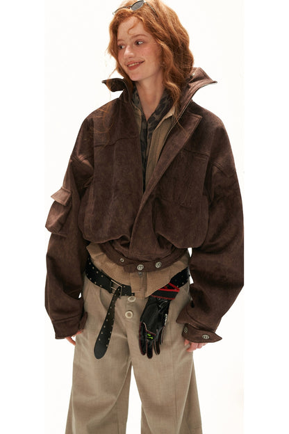 Imitation Horsehair Texture Silhouette Button Jacket