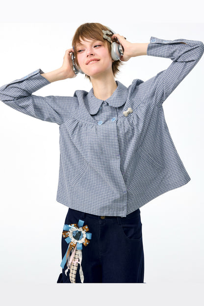 Pink Plaid Doll Collar Shirt