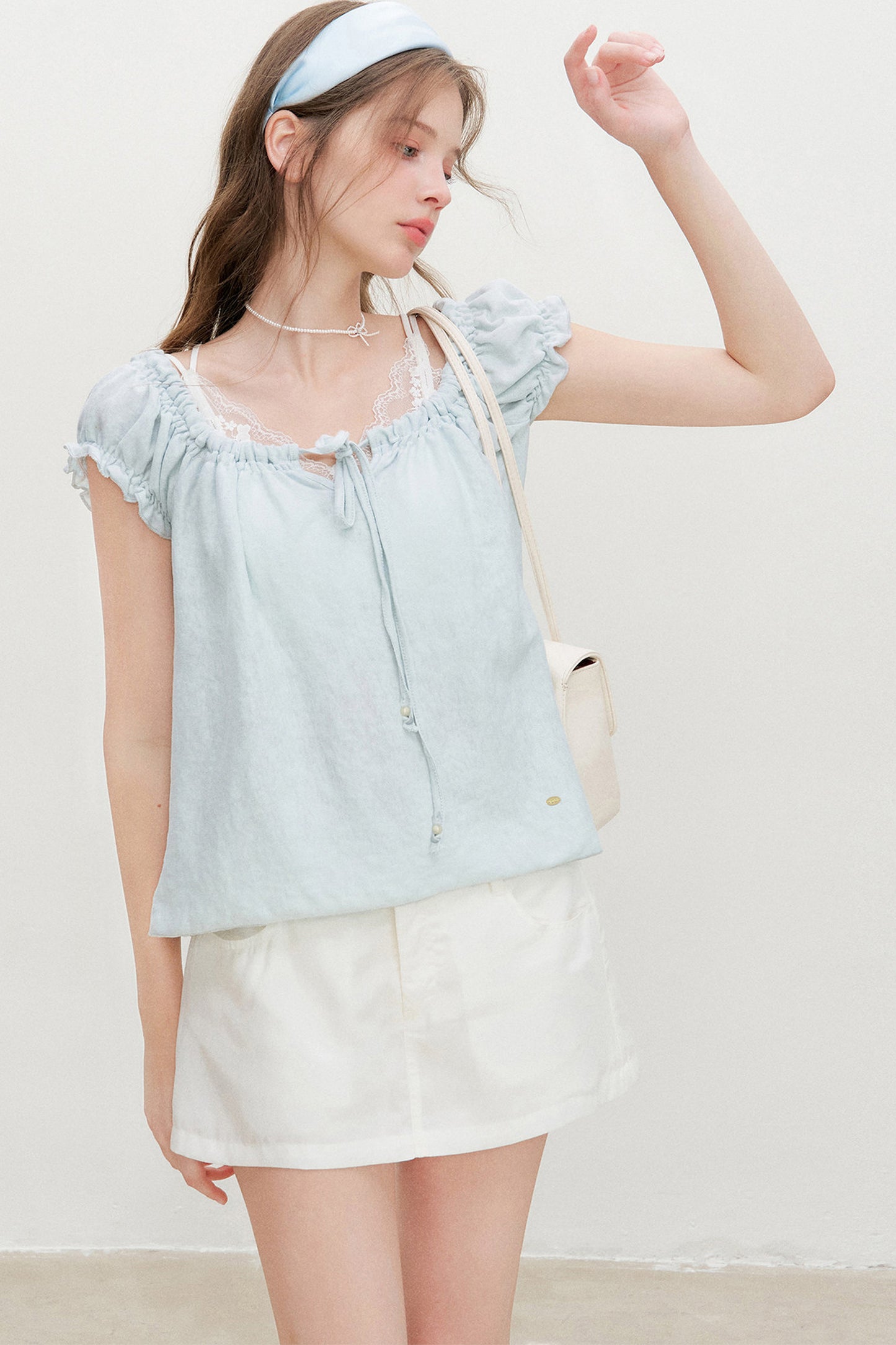 Snowflake Cotton Short-Sleeve Babydoll Top