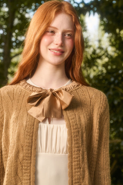 Ribbon Soft Wool Knit Cardigan