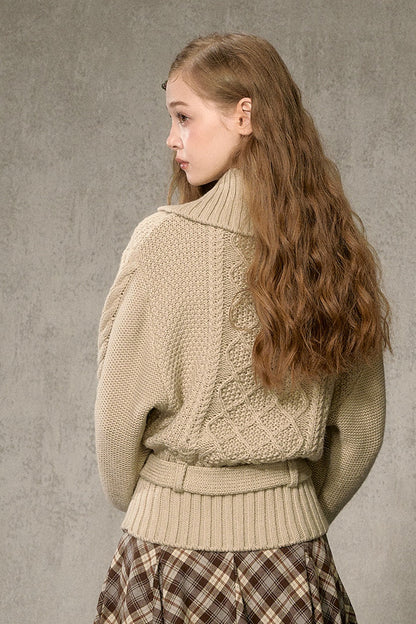 Diamond Pattern Cable Knit Top