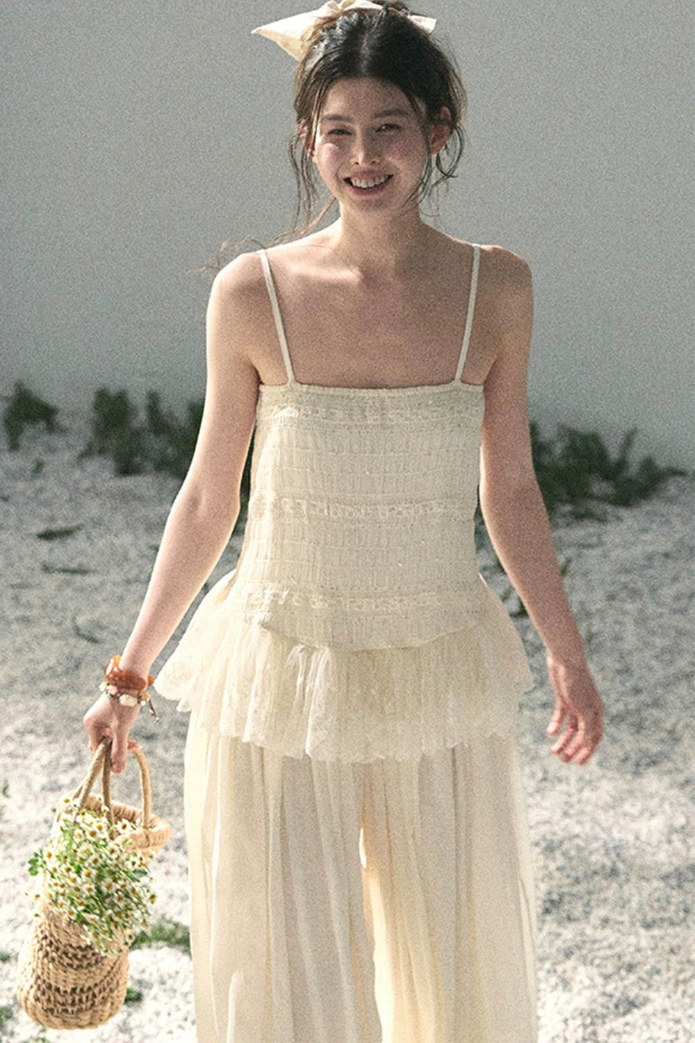 French Lace Summer Top and Pants Set