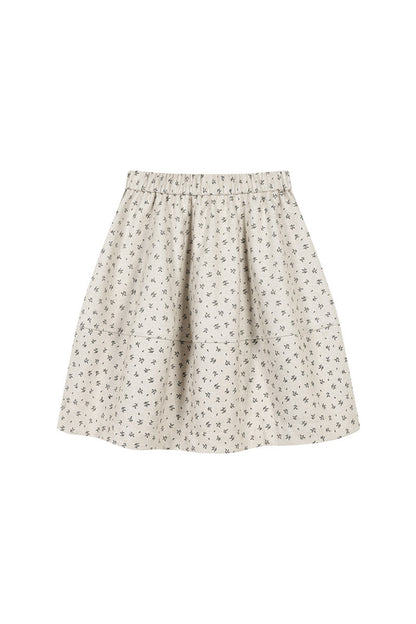 All-Over Floral Print Elastic Waist A-Line Skirt