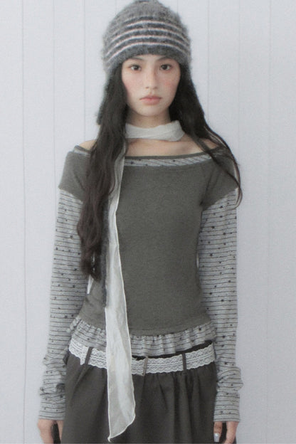 Star Stripe Layered-Look Top and Skirt Set-Up