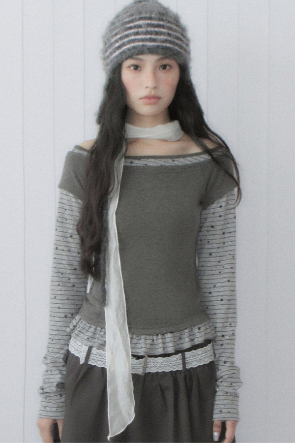 Star Stripe Layered-Look Top and Skirt Set-Up