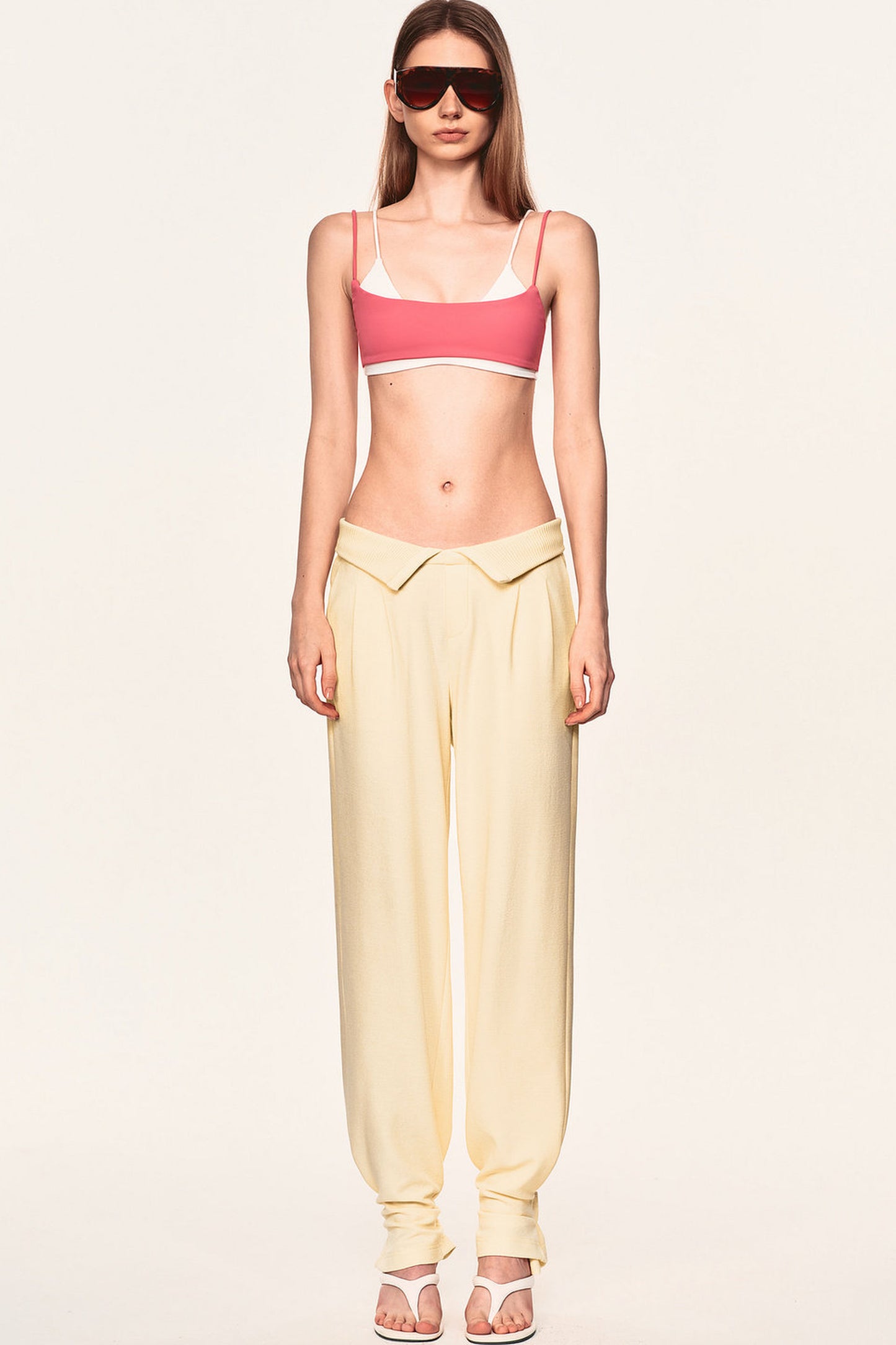 High-Waisted Fold-Over Waist Knit Pants