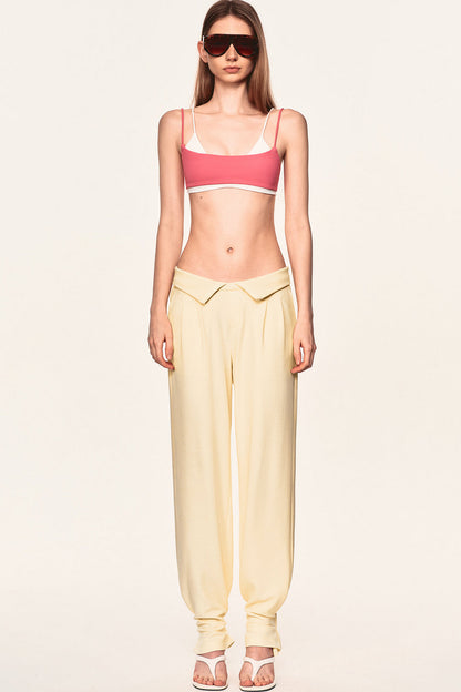 High-Waisted Fold-Over Waist Knit Pants